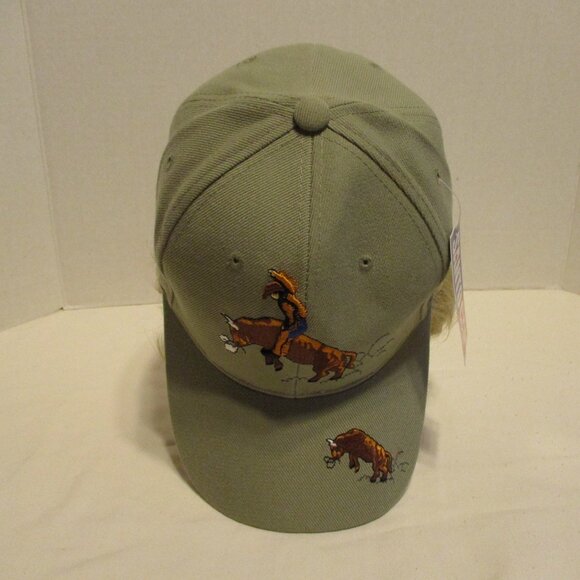 Santo Cap Rodeo Bull Cowgirl NEW Tan Brown Black Embroidered Vintage 1997 Hat - Picture 7 of 10